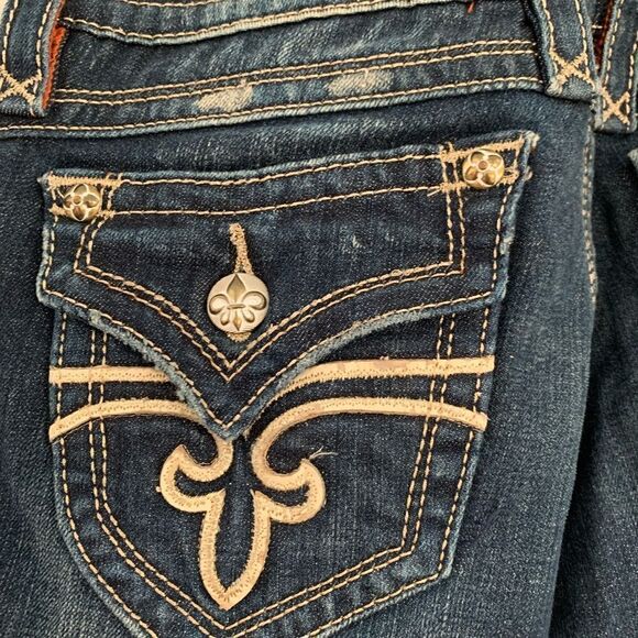 Rock Revival *Gwen Easy Boot* dark wash denim jeans western bling size 27 - Picture 11 of 16